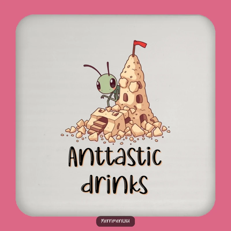 Funny Determined Ant Crumbs Fortress Coasters - Protect Surfaces with Tiny Grit