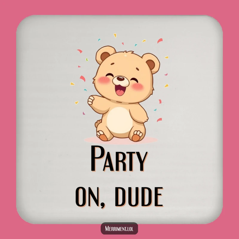 Funny Bear Cub Confetti Coaster Set - Protect Tables with Giggles!