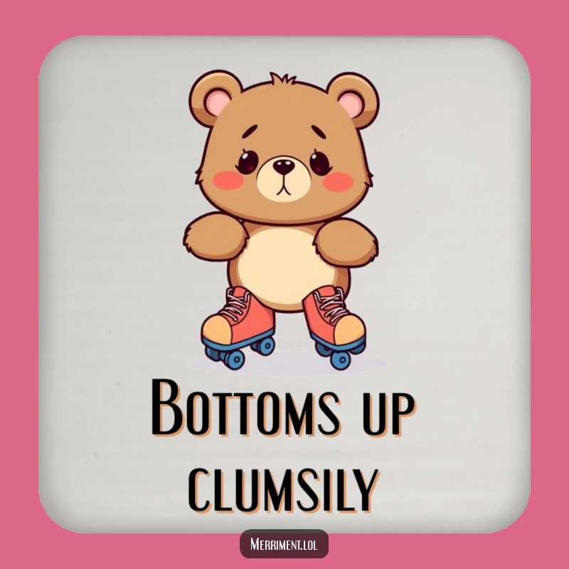 Funny Bewildered Bear Roller Skate Coaster: Hilarious Wobble Drink Protector