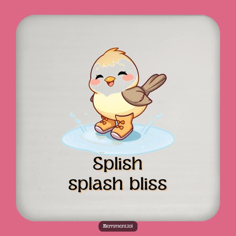Funny Chickadee Puddle Splash Coaster: Protect Surfaces with Hilarious Birdie Charm