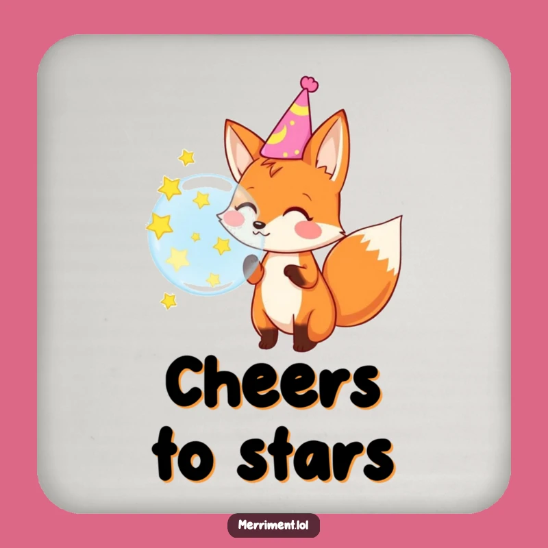 Funny Fox Party Drink Coaster: Protect Surfaces with Festive Fox Fun