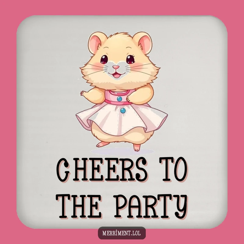 Funny Hamster Party Dress Drink Coasters: Protect Surfaces with Hilarious Festive Flair!