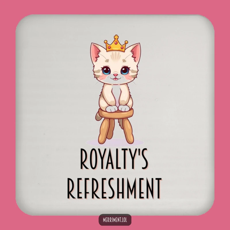 Funny Kitten Crown Coaster Set - Playful Gift for Royal Tables