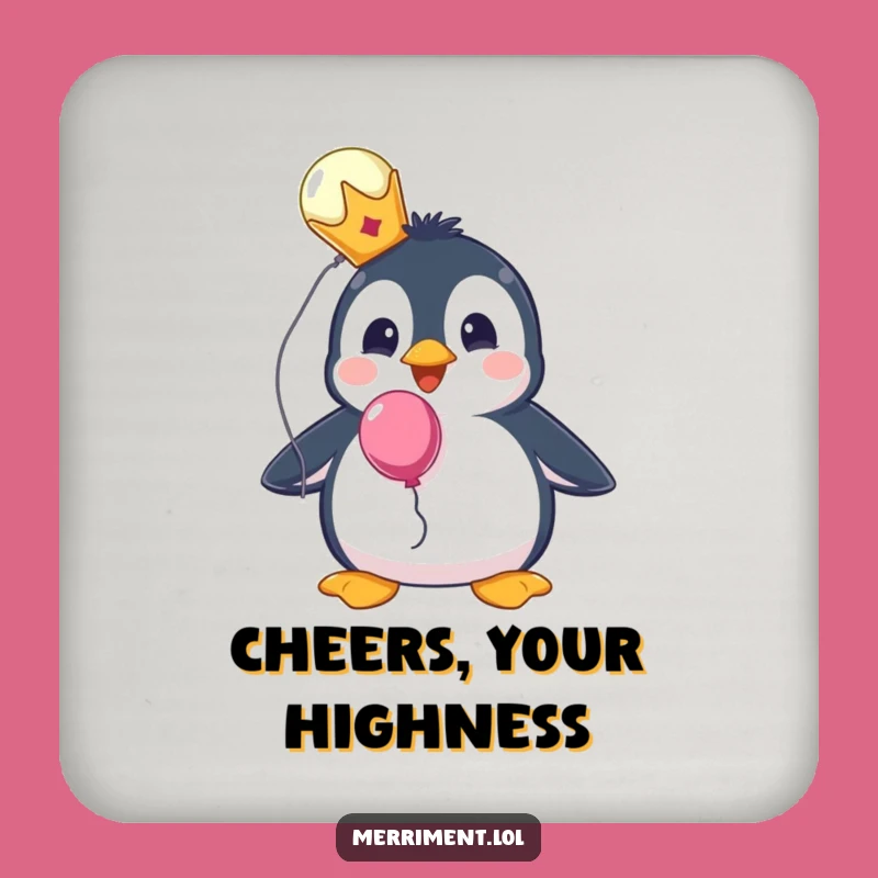 Funny Penguin Crown Coaster Set - Protect Surfaces Royally!