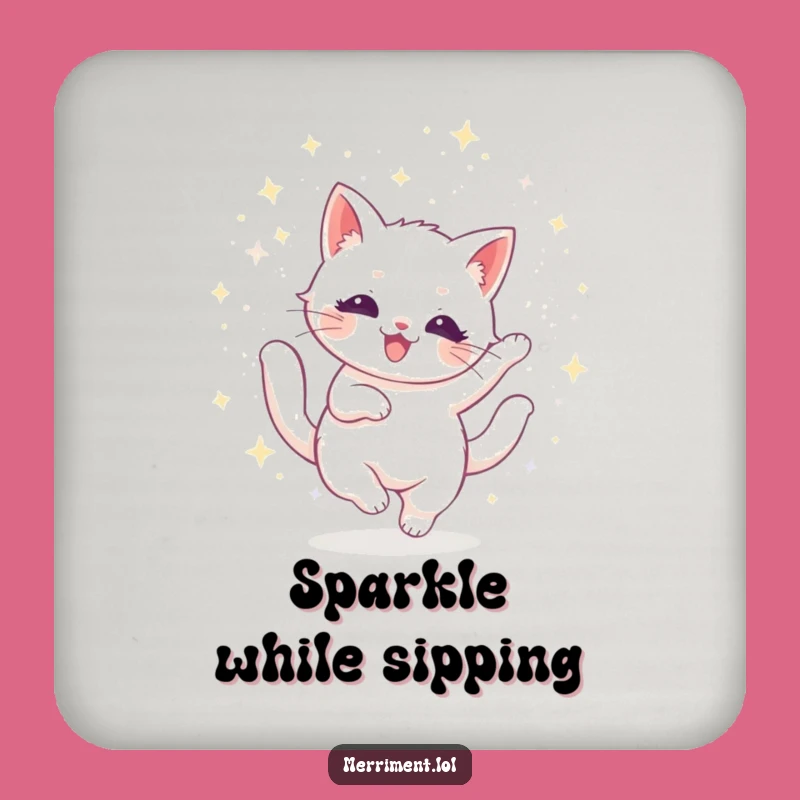 Funny Radiant Cat Glitter Coaster: Protect Surfaces with Dazzling Style