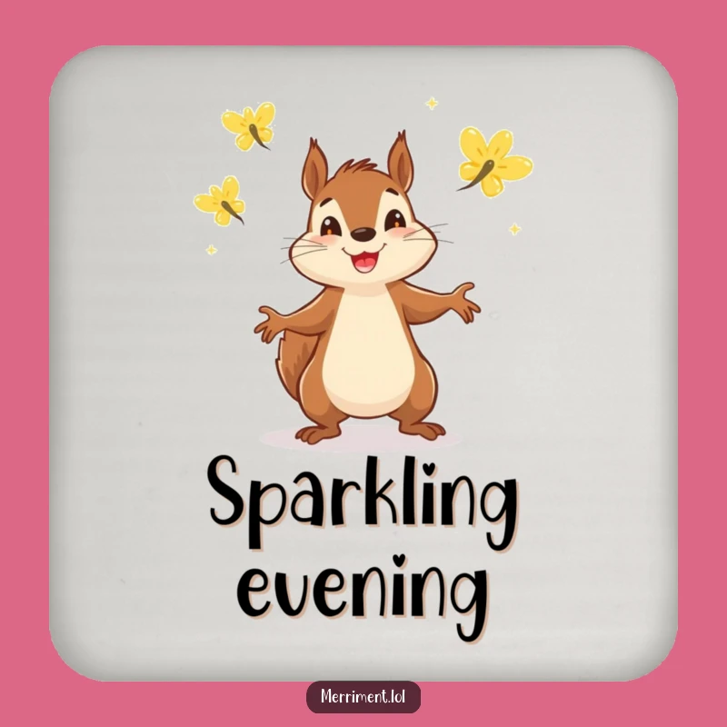 Funny Squirrel Juggling Drink Coaster: Protect Surfaces with Hilarious Firefly Flair