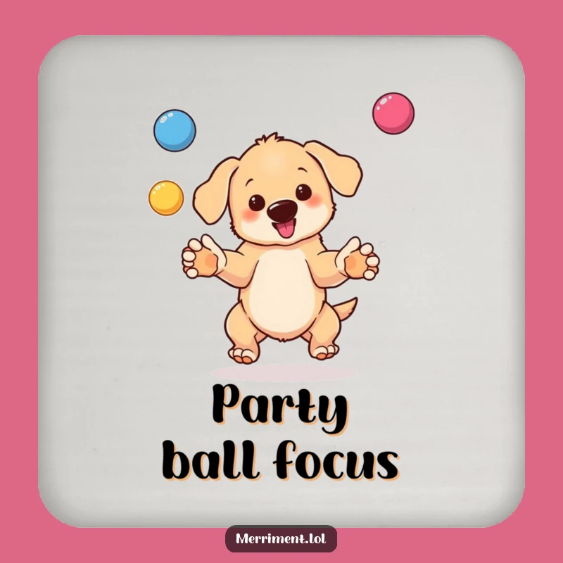 Funny Puppy Juggling Drink Coaster: Protect Surfaces with Canine Charm - Gift!