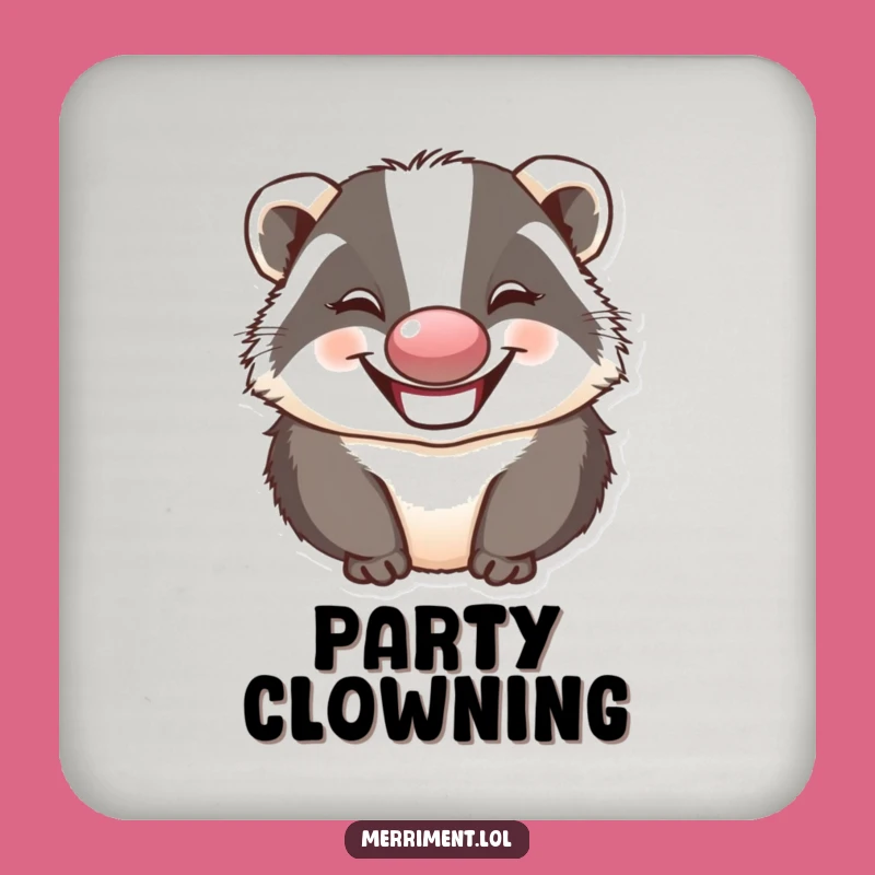 Funny Badger Clown Coaster: Protect Surfaces with Hilarious Jester Flair