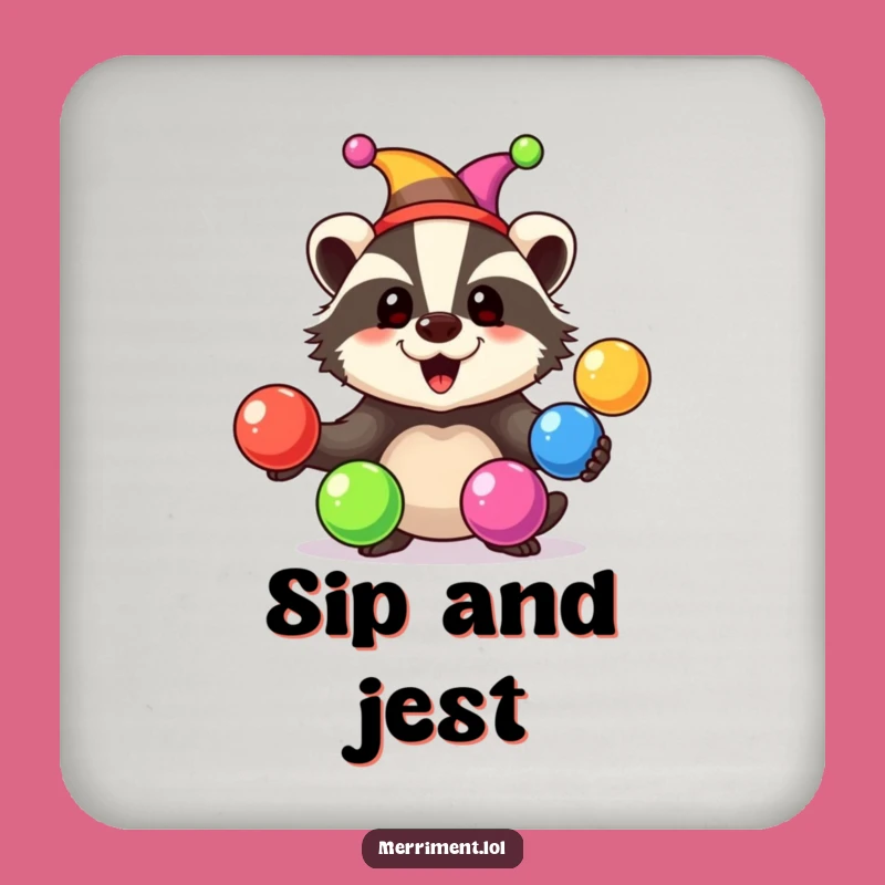 Funny Badger Jester Coaster: Protect surfaces with playful charm!