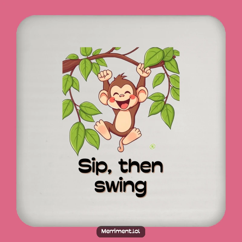Funny Monkey Drink Coaster: Wild Vine Art - Unique Jungle Gift