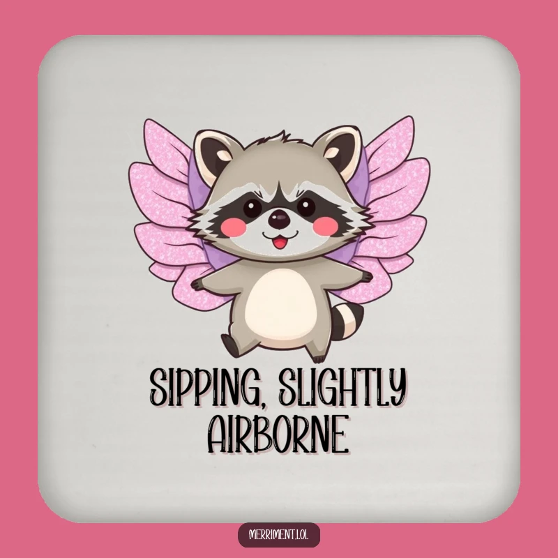 Funny Raccoon Wings Coaster Set: Protect Surfaces with Charm