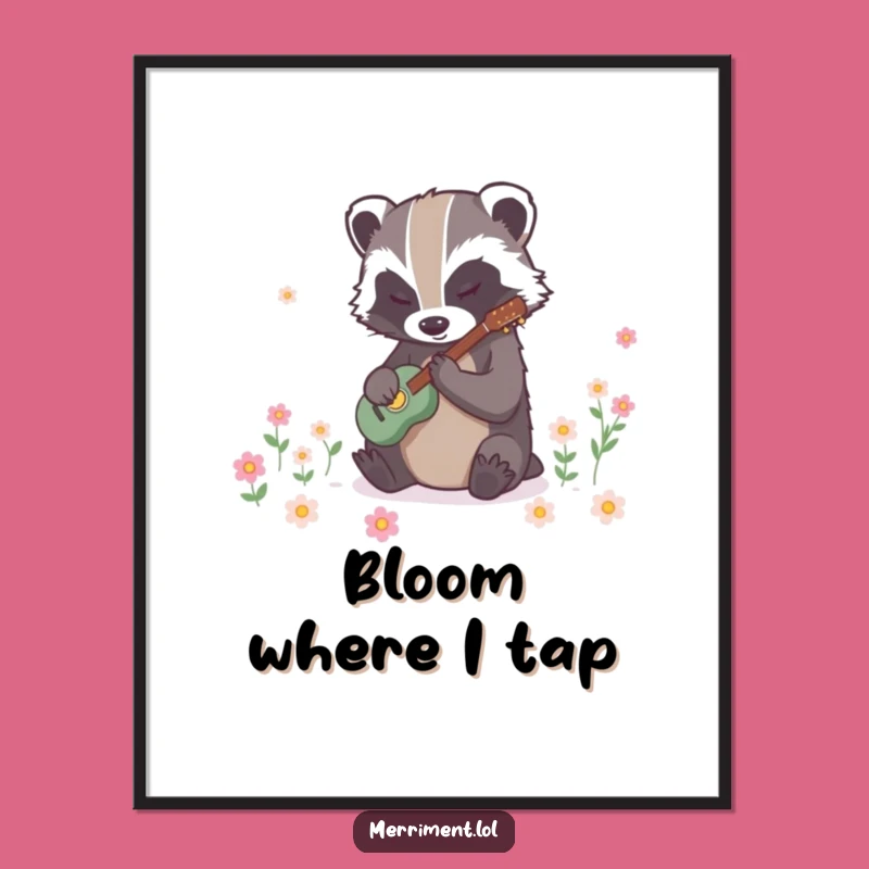 Funny Badger Bloom Poster: Whimsical Wall Art for a Magical Touch