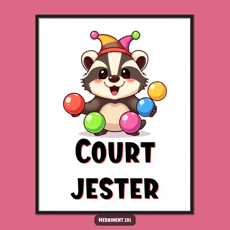 Funny Badger Jester Poster: Decorate your walls with colorful fun!