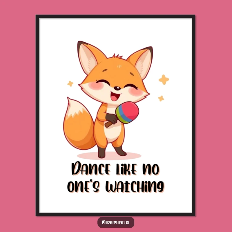 Funny Fox Dancing Poster - Hilarious Giggling Animal Art Print Gift