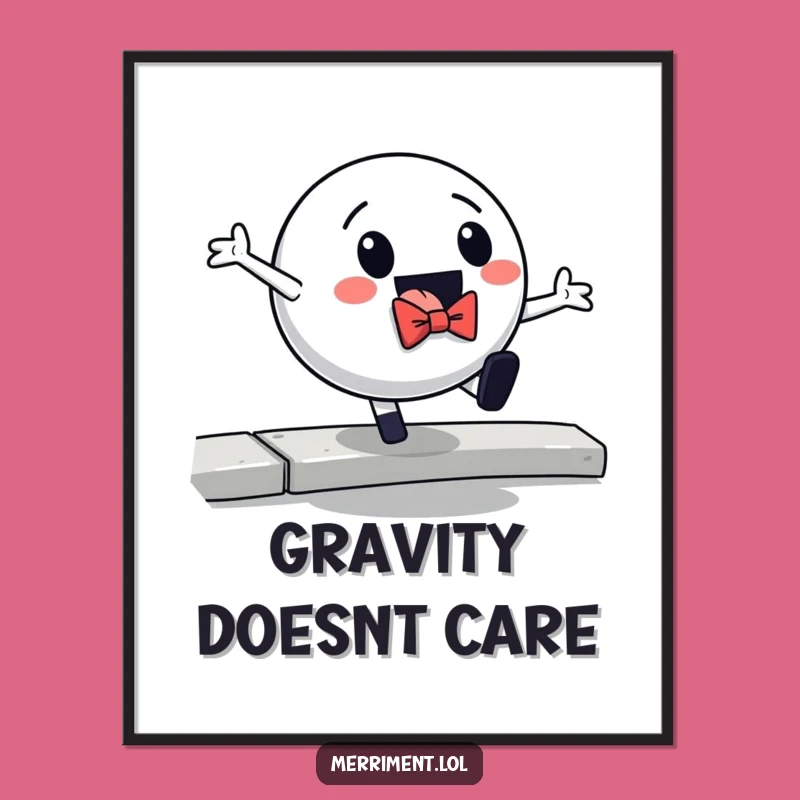 Funny Bouncing Ball Bowtie Curb Fall Poster: Dramatic Wall Art