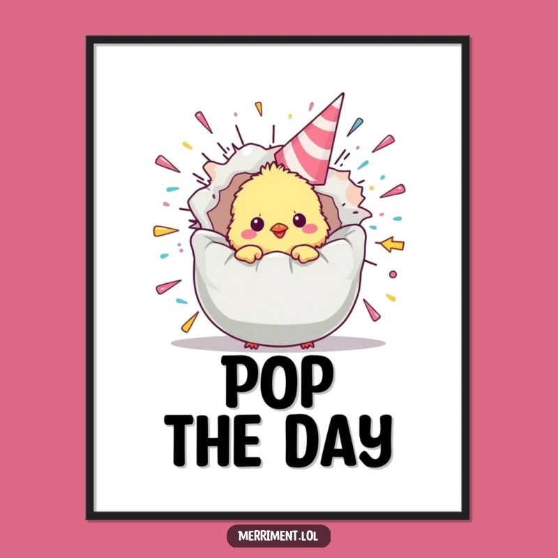 Funny Chick Party Popper Poster: Festive Wall Art for Joyful Spaces