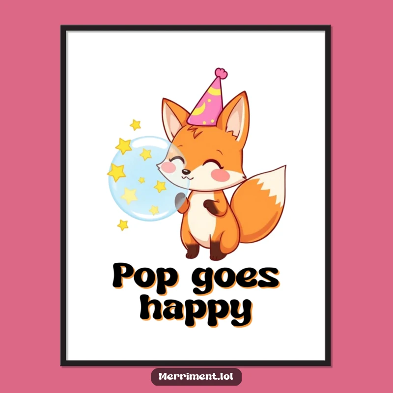 Funny Fox Party Poster: Decorate with Festive Fun and a Star-Bursting Fox