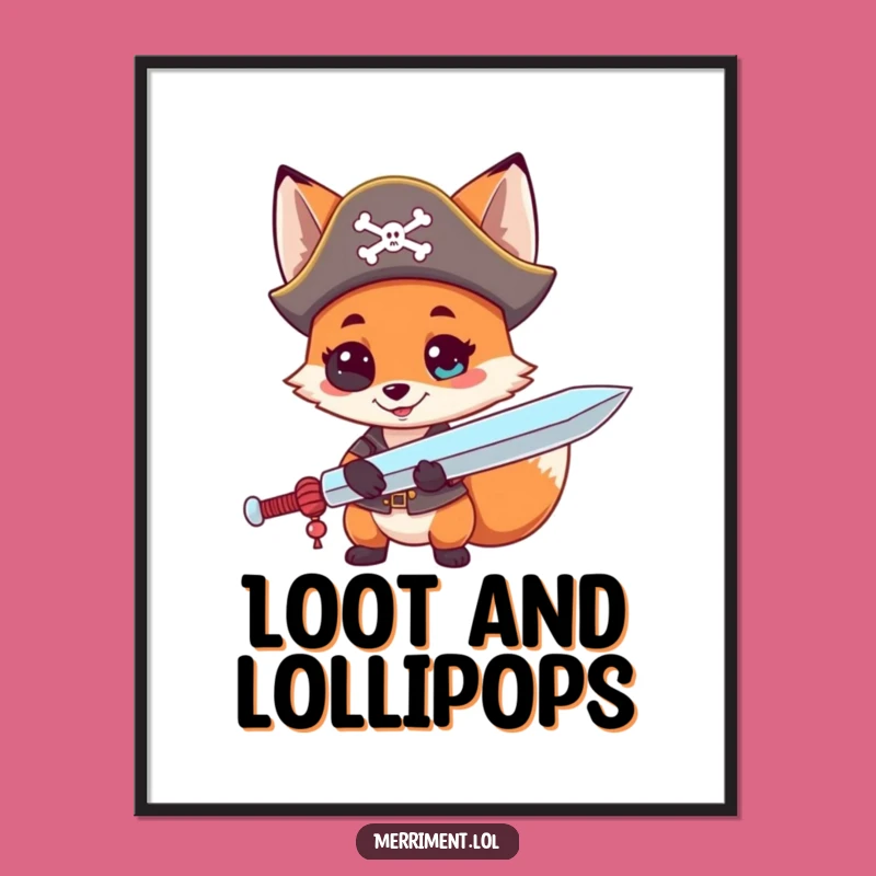 Funny Fox Pirate Poster: Decorate with Sweet Adventures!