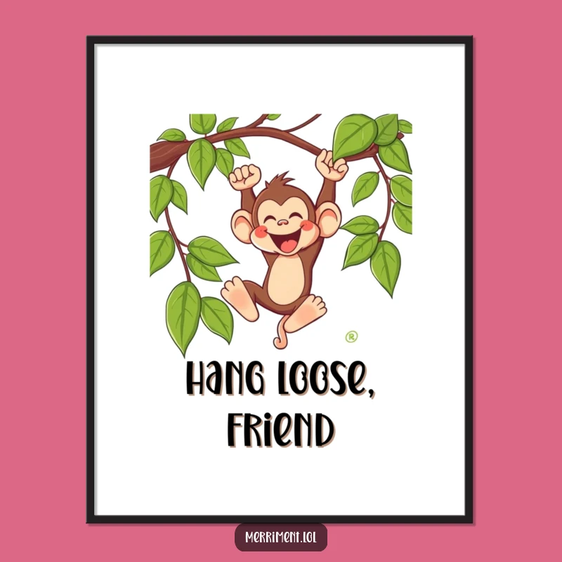 Funny Monkey Poster: Wild Vine Swing Art - Hilarious Jungle Gift