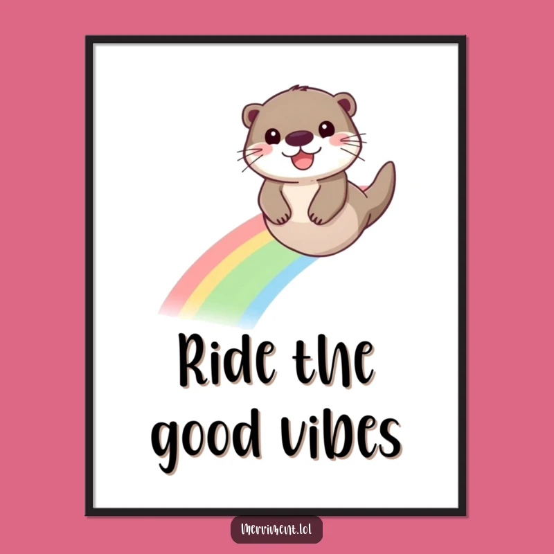 Funny Otter Rainbow Poster: Decorate with Joyful Slides and Beaming Faces