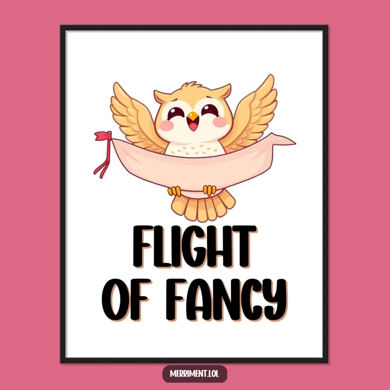 Funny Owl Soaring Poster - Bring Joyful Humor to Your Walls!