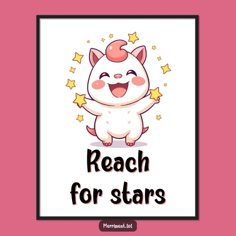 Funny Star Juggling Creature Poster: Joyful Grin Art, a Perfect Funny Gift