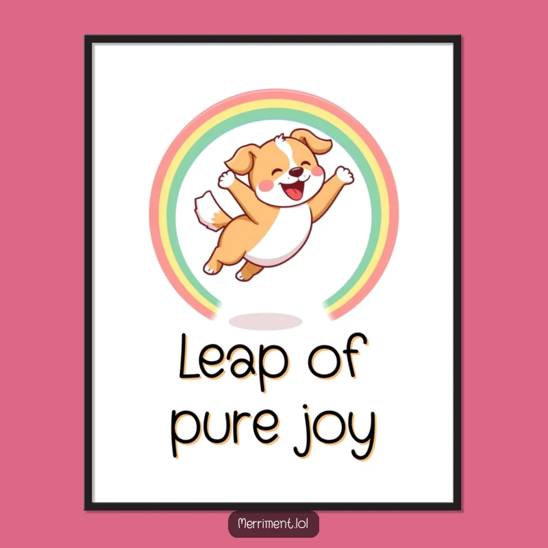 Funny Poster - Joyful Dog Rainbow Art - Happy Pet Decor Gift!