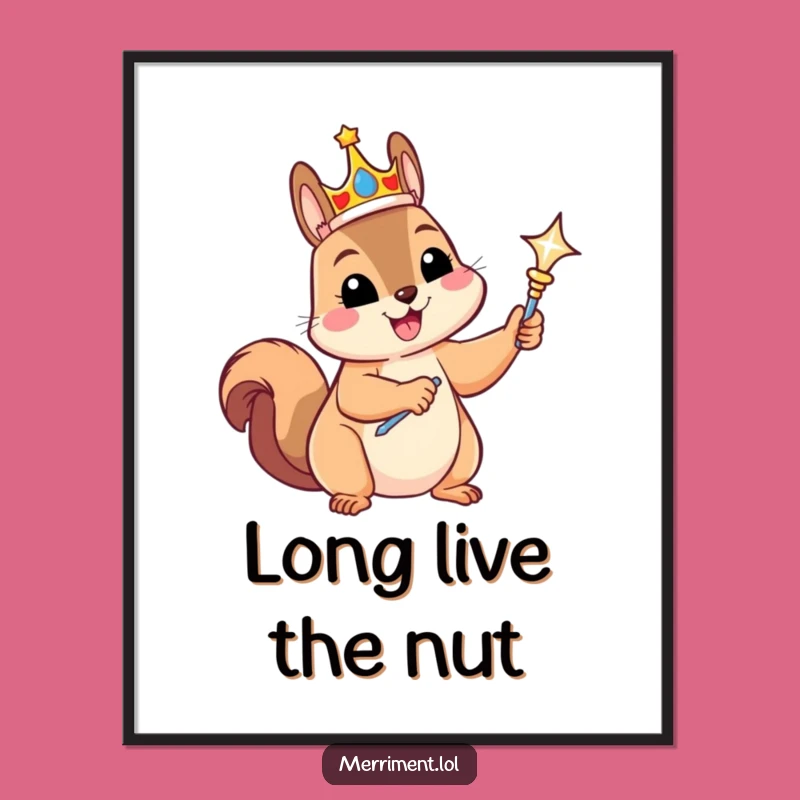 Funny Crowned Squirrel Poster: Majestic Art for Your Wall Funny Gift