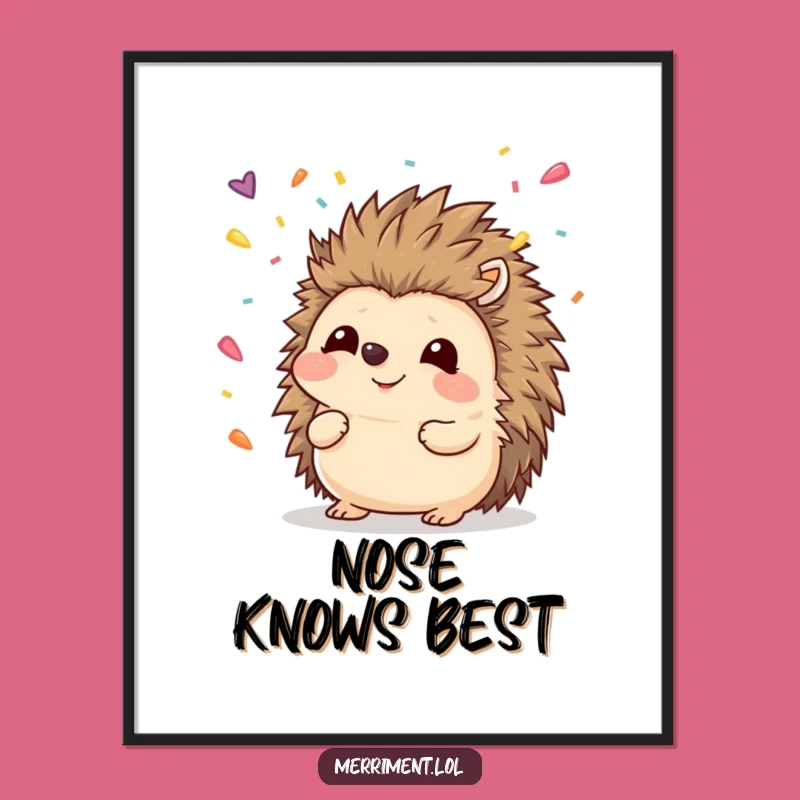 Funny Hedgehog Confetti Poster: Whimsical & Hilarious Wall Art for Joyful Spaces