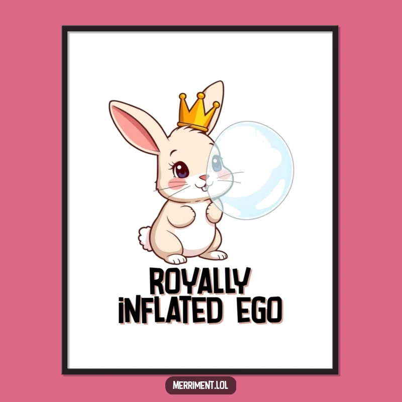 Funny Rabbit Crown Bubble Poster: Whimsical Wall Art for Laughter!