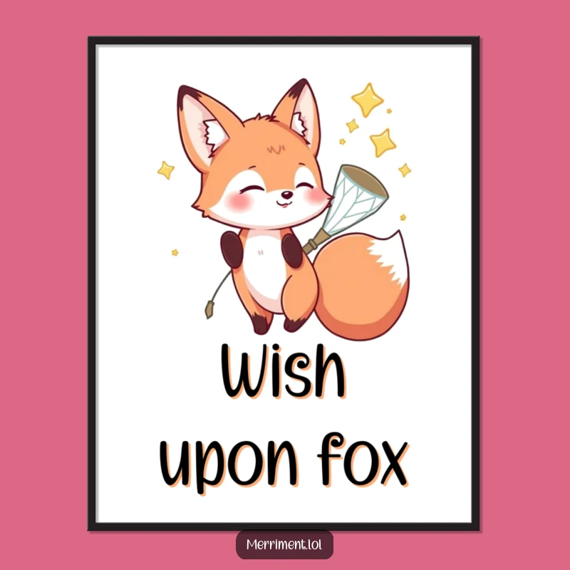 Funny Fox Poster: Sparkly Star Net Art - Whimsical Gift