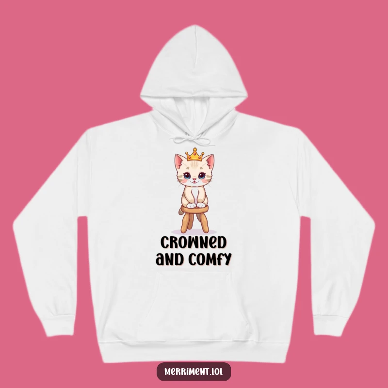 Cozy Funny Kitten Crown Hoodie - Warm Playful Gift Apparel