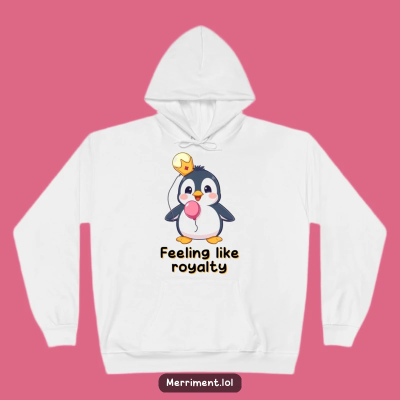 Funny Penguin Royal Hoodie - Stay Cozy with Surprise Balloon Vibes!
