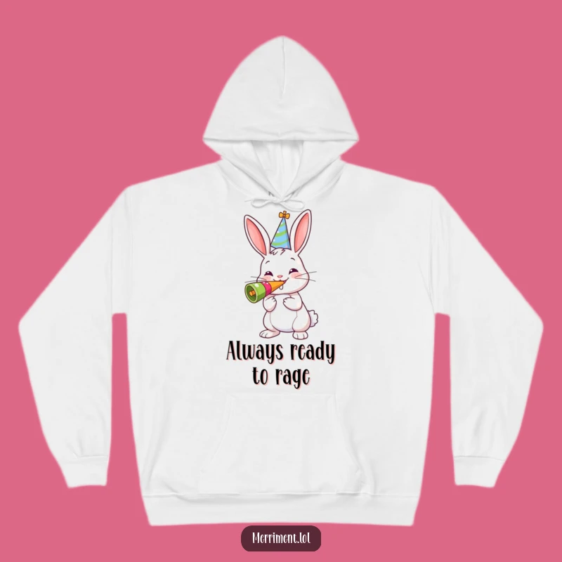 Funny Bunny Cozy Hoodie - Warm Up with Party Vibes and Noisemakers!