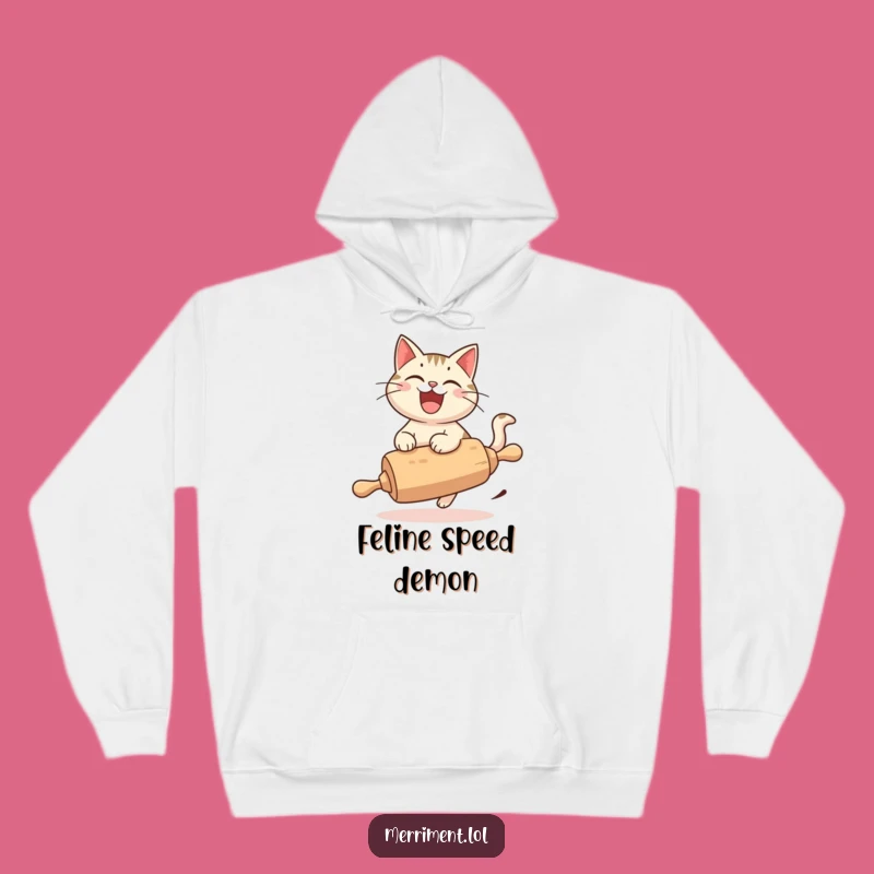 Funny Cat Rolling Pin Hoodie: Cozy Up with This Grinning Cat Design, Great Gift!