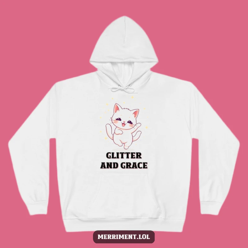 Funny Radiant Cat Glitter Hoodie: Cozy & Dazzling Wear for Cat Enthusiasts