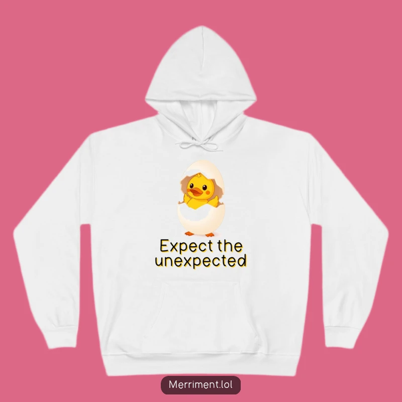 Funny Surprised Egg Rubber Duck Hoodie - Cozy & Whimsical Humor for Cold Days