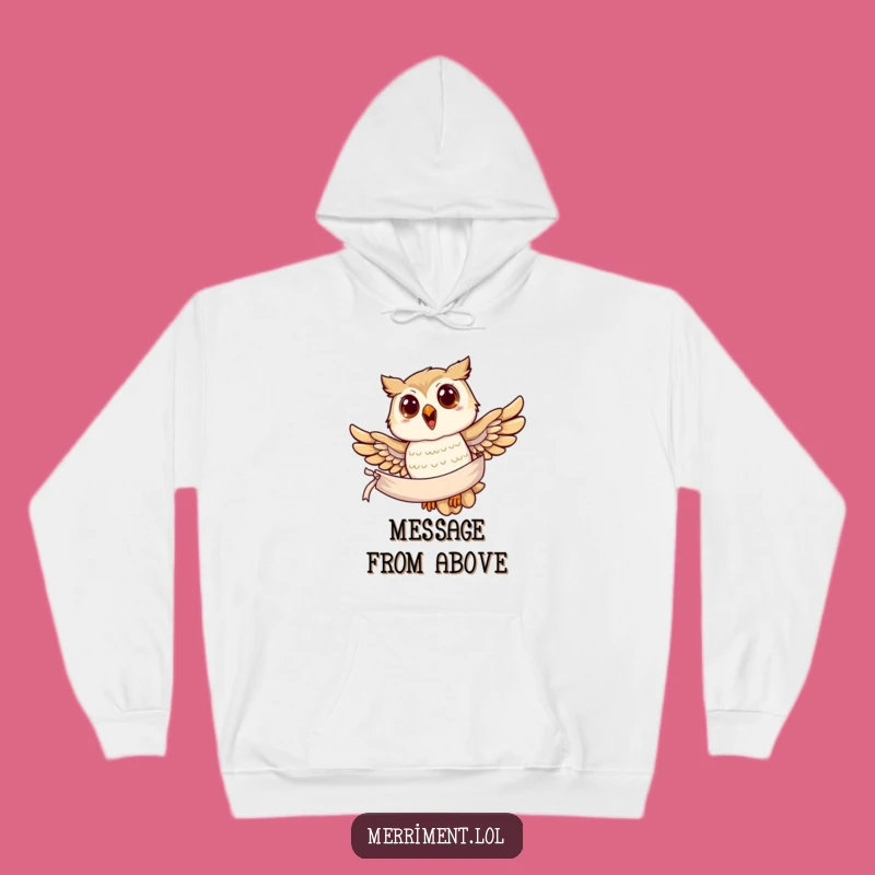 Funny Owl Banner Hoodie: Cozy Flight Design, Warm Funny Gift Wear
