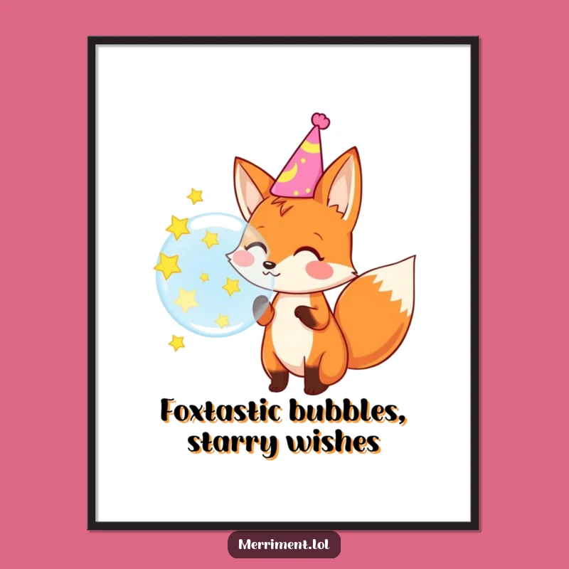 Funny Free Printable Fox Art: Whimsical Bubble Pop Stars Downloadable Wall Decor