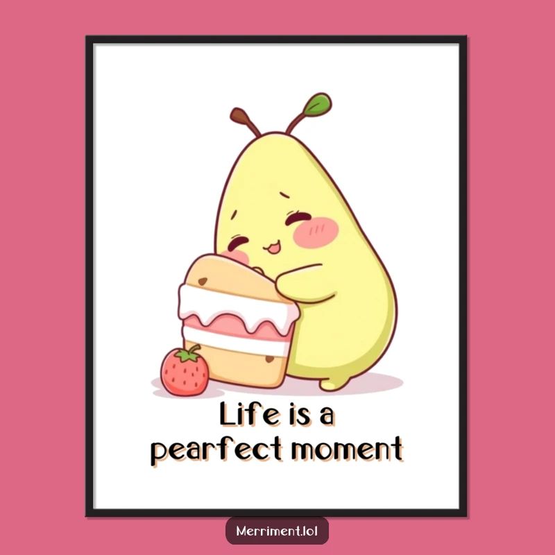 Free Printable Pear Wall Art: Sneaky Cake Bite Downloadable Decor, Funny Gift