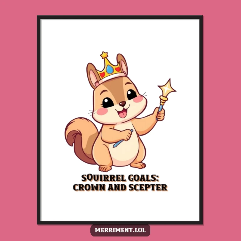 Free Printable Royal Squirrel Wall Art - Funny Downloadable Crowned Critter Decor