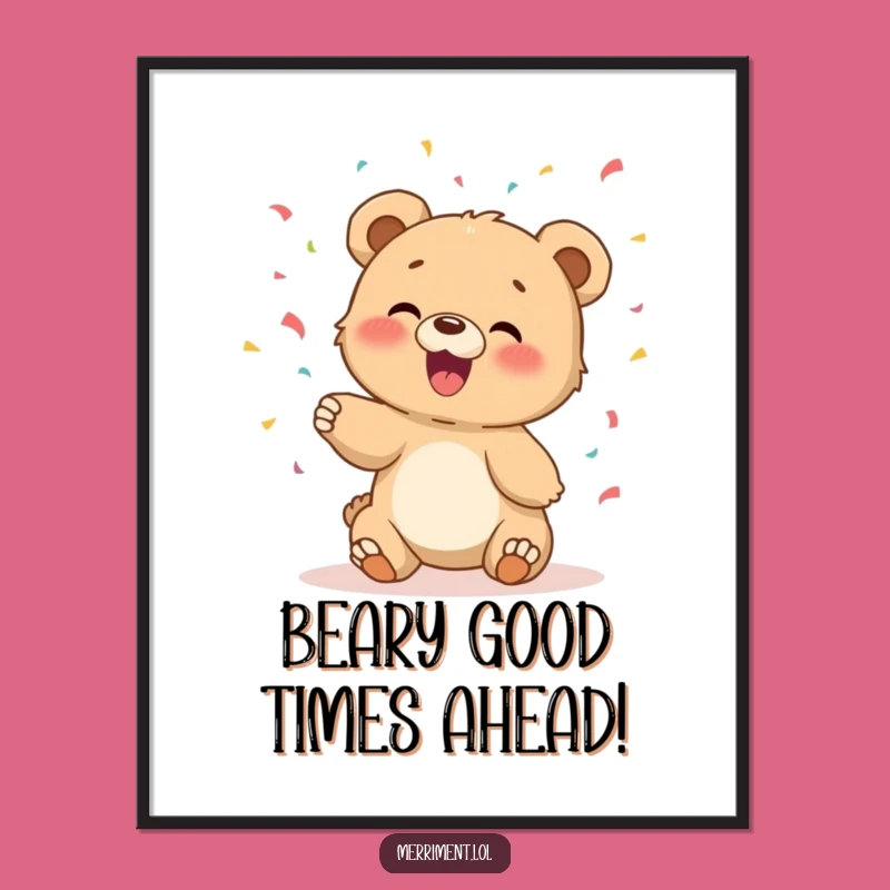 Free Printable Wall Art: Giggling Bear Cub Confetti Decor - Downloadable Fun