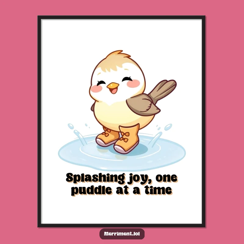 Free Printable Wall Art: Giggling Chickadee Boots Splash - Whimsical & Funny Decor!