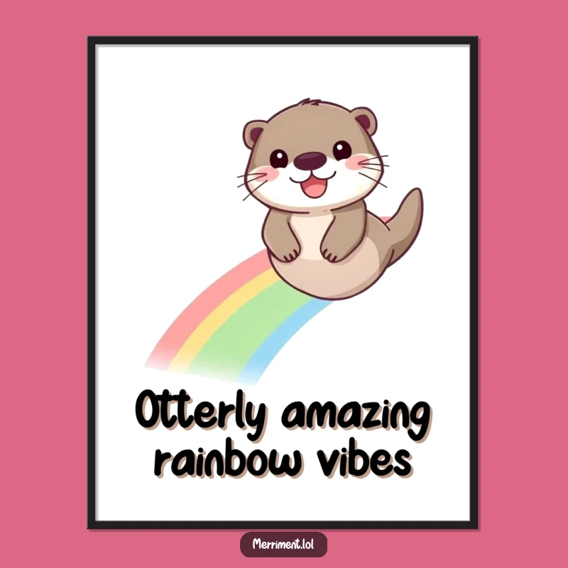 Funny Free Printable Otter Art: Rainbow Slide Joy Downloadable Wall Decor