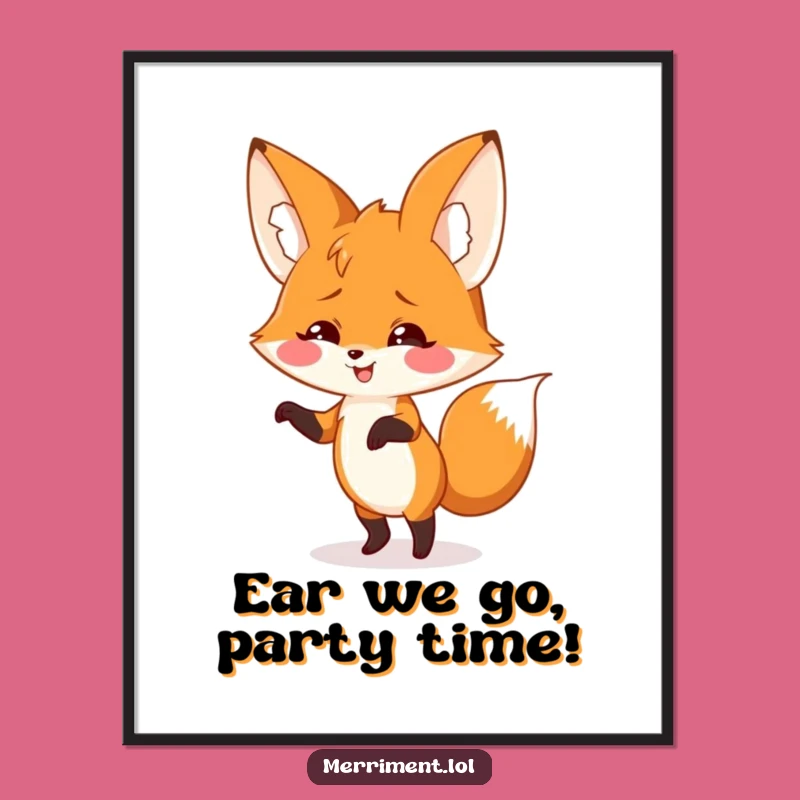 Funny Free Printable Wall Art: Dancing Fox Floppy Ears - Quirky Decor