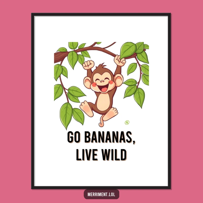 Funny Free Printable Monkey Wall Art: Wild Swing Decor Download