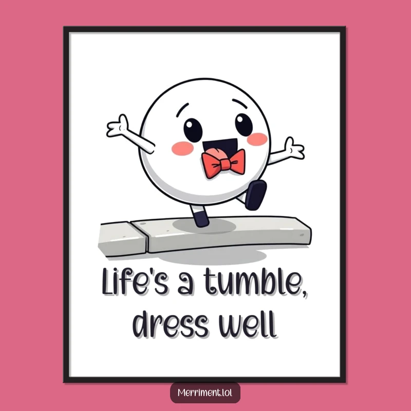 Free Printable Bouncing Ball Wall Art: Bowtie Fall Downloadable Decor, Funny Gift