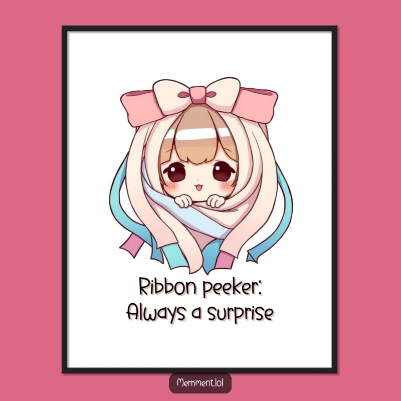 Free Printable Wall Art: Ribbon Peeking Character Humorous Downloadable Decor!