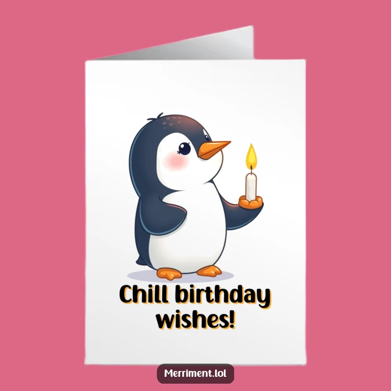 Free Printable Birthday Card: Penguin Candle, Funny LOL Downloadable Gift