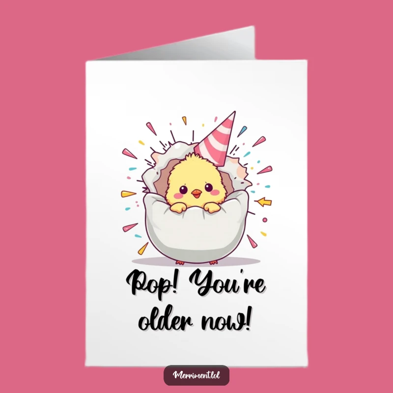 Free Printable Birthday Card: Chick Exploding Party Popper - Surprise Fun Download
